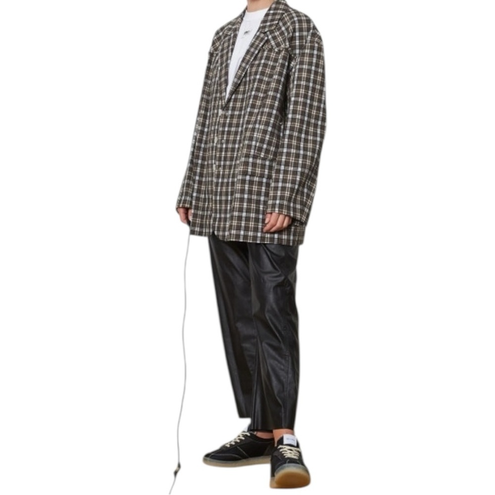 EUC Tibi Costello Menswear Liam Stud Blazer Brown Oversized Coat Size Medium - Picture 13 of 13